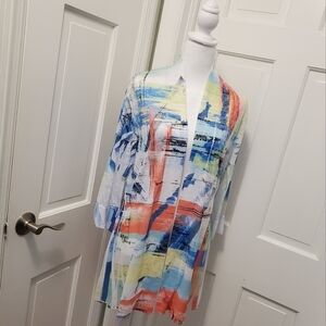 Impulse California Art Deco Lightweight Open Front Cardigan Size Medium